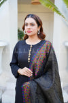Stylish Embossed Elegance Shawl - Black