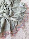 Multi Flowery Cutdana Chiffon - Shawl