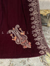 Border Motif Velvet Shawl