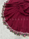 Multi Scallop Crystal Drape Chiffon - Shawl